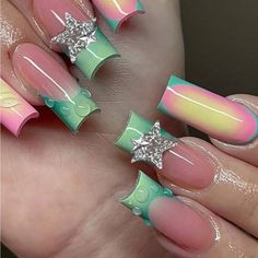 Super Cute And Stylish Ships In 5-10 Business Days Emerald Nails, Colored Acrylic Nails, Nail Art Set, Dope Nail Designs, Exotic Nails, Unique Acrylic Nails