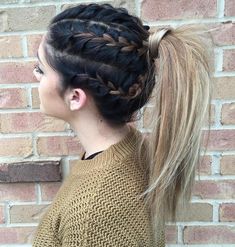 Pony Hairstyles, Old Hairstyles, Braided Ponytail, Hair Stuff, Cute Hair, Ponytail Hairstyles, Diy Hairstyles, Hair Looks