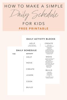 the printable daily schedule for kids with text overlay that reads, how to make a simple daily schedule for kids