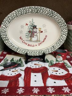 a christmas themed platter sitting on top of a table