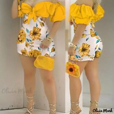 Olivia Mark - Elegante mono sin hombros con estampados de moda Ruffles Fashion, Fashion Design Clothes