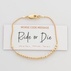 "Ride or Die"  Morse Code Morse Code Bracelet Messages, Initial Birthstone Necklace, Friend Valentine Gifts, Coded Message, Friends Valentines, Morse Code Bracelet, Hidden Message, Remembrance Gifts, Morse Code