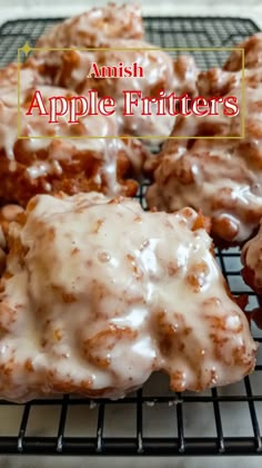 Apple fritters on a wire rack Easy Apple Fritters, Mennonite Recipes, Apple Fritter Bread, Dumpling Soup, Apple Recipes Easy, Apple Fritter, Ultimate Breakfast, Breakfast Goodies, Apple Muffins