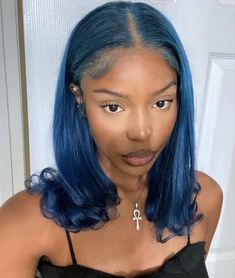 Alternate Hair Color, Hair Colors On Brown Skin Black Women, Cute Hair Colors For Dark Skin Women, Medium Length Wig Styles, Peekaboo Straight Hair, Color Hair On Brown Skin Women, Colored Bob Hairstyles For Black Women, Dark Red Curly Hair Black Women, Navy Blue Hair Black Women