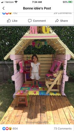 Pallet Playhouse, Kids Backyard Playground, Backyard Kids Play Area, Outdoor Play Areas, Play Tents, Kids Outdoor Play, Kids Play Tent, Garden Decor Ideas, Playground Design