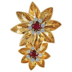 Diamond Brooch Cartier, Cartier Brooch, Ruby Flower, Cartier Diamond, Cabochon Ruby, Retro Bracelet, Lapis Lazuli Bracelet, Big Diamond, Diamond Brooch