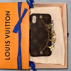 Louis Vuitton X/Xs Iphone Monogram Charm Case Brand New Dust Bag & Box Lv Flower Charms Luxury Rectangular Phone Accessories For Travel, Luxury Gold Rectangular Phone Accessories, Luxury Rectangular Mobile Phone Bag, Phone Case Packaging, Louis Vuitton Phone Case, Iphone Covers, Louis Vuitton Accessories, Iphone Cover, Flower Charm