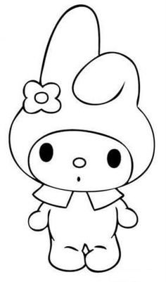 a drawing of a cartoon character with a flower on it's head and ears