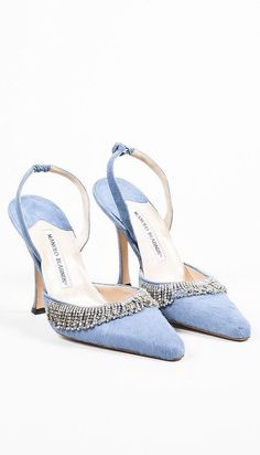 Manolo Blahnik Slingback, Manolo Blahnik Mules, Manolo Blahnik Flats, Manolo Blahnik Blue, Formal Pumps, Blue Bride, Shoes Bride, Luxury Garage