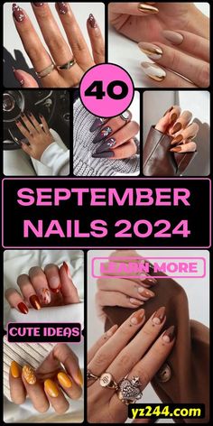 This article showcases a range of nail designs inspired by the timeless beauty of daisies.  #septembernails #naildesign #nailsideas #nailart #acrylic #nailgel #fall nails #winter nails #halloweennails #christmasnails #trendynails #winternailart #fallnailsideas #dibji Short Acrylic Nails September, Latest Nail Art 2024, September Nails 2024 Almond, Latest Gel Nail Trends 2024, Fall Themed Nails Short, Latest Nail Trends 2024, Nails Design Fall Autumn, Simple Nail Designs 2024 Trends