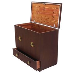 an open wooden chest with two drawers