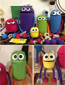 several images of stuffed toys with eyes and arms