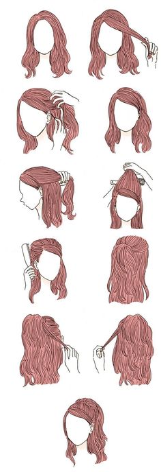 Peinados: cola Easy Hairstyles For School, How To Draw Hair, Trendy Hairstyles, Hair Looks, Hair Hacks