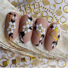 Fashion Stickers, Nails Floral, Tape Nail Art, Metallic Nail Art, Nail Art Designs Images, Unghie Nail Art, Nail Courses, Art Deco Nails