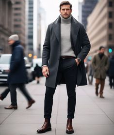 Mens Winter Fashion Outfits Classy, Winter Outfits Men Classy, Grey Outfit Winter, Layers Men, Nyc Fashion Winter, Winter Fashion Men, Mens Winter Fashion Outfits, Gentleman Outfit, Nyc Outfits