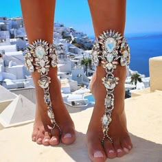 Silver Fashion Personality Anklet Jewellery (Not A Pair) Crystal Barefoot Sandals, Rhinestone Anklet, Barefoot Sandal, Leg Chain, Crystal Anklet, Boho Crystal, Stil Boho, Foot Jewelry, Anklet Bracelet