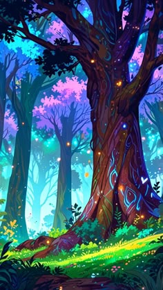 Mystical Kingdom Art, Mystical Tree Drawing, Crystal Tree Fantasy Art, Mystical Castle Art, Trippy Tree Mural, View Wallpaper, Digital Art Beginner, Motivational Art