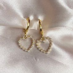 Pearl White Love heart earrings Charm size ; 11mm x 13mm Hoop size 12*12mm 18k GOLD plated Huggies.  They are 18k Gold plated so can be worn everyday and keep their gorgeous gold colour and shine, longer than your standard earring.  Shipping available for International orders * Shipped same/next business day * All earrings come in a gift pouch ✨ * Message me if you have any questions or custom requests 💕 Money Wallpaper, Burning Desire, Womens Jewelry, Fancy Jewellery