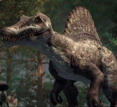 an image of a dinosaur that is walking in the woods