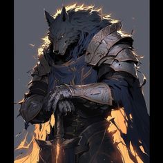 Werewolf Paladin, Wolf Knight Fantasy Art, Worgen Warrior, Werewolf Knight, Werewolf King, Wolf Character