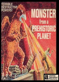 an advertisement for monster from a prehistic planet