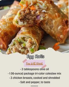 an advertisement for egg rolls on a plate