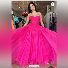 Purchased Prom Kissprom , Size 2 , Brand New - Never Worn - Tags On Homecoming Court Dresses Long Gowns, Pink Fluffy Prom Dress, Homecoming Court Dresses Long, Fluffy Prom Dress, Dark Pink Prom Dress, Homecoming Court Dresses, Hot Pink Homecoming Dress, Debs Dresses, Homecoming Court