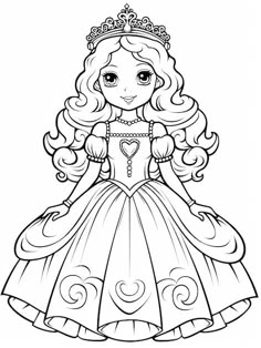 the princess coloring pages for kids to print out and color with her hair in waves