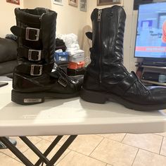 Good Condition Broken In Cycle Boots. Has Buckles And Side Zippers Motorcycle Boots, Sake, Men's Shoes, Shoe Boots, Cherry, Cute Outfits, Size 10, Man Shop, Zipper