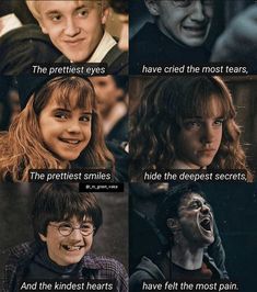 harry potter and hermione's friends in harry potters movies, with the caption that says