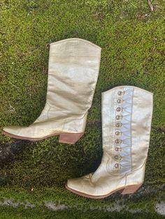 Gorgeous 70s-80s metallic gold and silver detail cowgirl boots Made in Italy  Marked 5.5 Zodiac Boots, Cowgirl Cowboy, Cowboy Western, Western Cowboy Boots, Western Cowboy, Cowgirl Boots, Western Boots, Metallic Gold, Boot Shoes Women