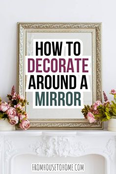 Discover the best techniques for decorating around a mirror and enhance your living space with style. What To Put Around A Mirror, How To Decorate Around A Round Mirror, What To Hang Around A Mirror, Decorating Around Mirror On Wall, Large Square Mirror Over Fireplace, Mirror Above Cabinet Living Room, Decoration With Mirrors Living Room, Picture Wall With Mirror In Center, Arrangement Of Pictures On Wall