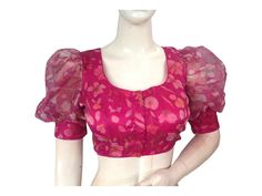 Organza Fabric Blouse Designs, Princess Sleeves Blouse, Ballon Blouse Design For Saree, Balloon Sleeves Blouse Indian Saree, Princess Blouse Designs, Blouse Design For Organza Saree, Organza Blouse Designs, Organza Saree Blouse Designs, Latest Fashion Blouse Designs