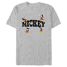 Who knew that dressing "mousey" could be so cute!? Celebrate Walt Disney's most iconic character with this officially licensed Disney Mickey Mouse and Friends Character Name Men's Graphic T-Shirt. This fun tee features "Mickey" written in black lettering across the front with graphics of the friendly little mousey jumping, celebrating, and hanging around. Add this vintage Disney tee to your collection for the perfect style for your next trip to Disneyland! Disney Tee, Trip To Disneyland, Friends Characters, Large Clothes, Disney Tees, Graphic Tee Design, Mickey Mouse And Friends, Men's Graphic T Shirt, Character Names