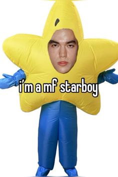 a man in an inflatable starboy costume with the caption i'm a m f starboy