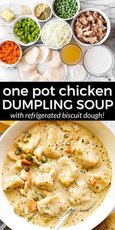 one pot chicken dumpling soup with refrigerated biscuit dough