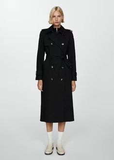 Cotton Trench Coat, Double Breasted, Coats For Women, Trench Coat, Mango, Cotton Fabric, Long Sleeve