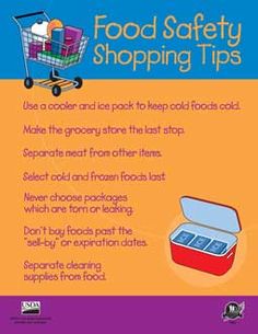 an advertisement for food safety shopping tips