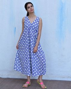 Rain Dancing, Simple Frock, Simple Frock Design, Monsoon Season, Simple Frocks, Dresses By Pattern, Blue Maxi Dress, Maxi Dress Online, Blue Maxi