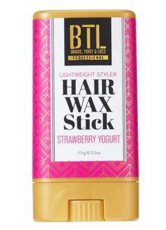 BTL Hair Wax Stick Strawberry Yogurt (0.53 oz) * Lightweight Styler * Allow to Sculpt Hair With Strength and Precision * For Roots to Ends * Fresh Scent and Instant Texture Desire Wax Stick For Wigs, Strawberry Hair Perfume, Strawberry Conditioner, Samnyte Hair Wax Stick, Hair Wax Stick, Curly Hair Pieces, Grease Hairstyles, Wax Stick, Hair Relaxers