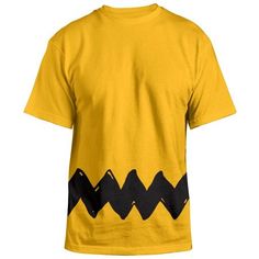 a yellow t - shirt with black mountains on it