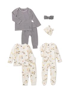 Welcome your little one home in comfort and style with this delightful set. This mix and match gift set includes two top and bottom outfit sets, a zip-up romper, an adorable bear ear hat, and an adjustable bow headband. 

Easy-to-dress features like an envelope neckline, snap closure on the bodysuits, and a fold-over waistband on the pants make diaper changing a breeze. Long sleeves and a hat will keep little ones warm and cozy. Plus, our new super-soft fabric will make snuggling with baby all t Top And Bottom Outfit, Bear Ear Hat, Marvel Birthday Party, Ear Hat, One Home, Bear Ears, Ear Hats, Headband Styles, Baby Headband