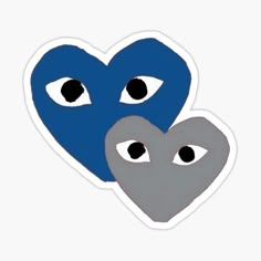 two blue and grey heart shaped eyes sticker