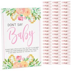 a notebook with pink flowers and the words don't say baby written on it