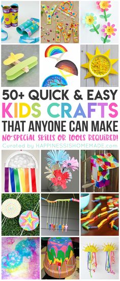 the cover of 50 + quick and easy kids's crafts that anyone can make