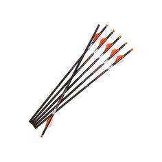 six arrows with orange tips on white background