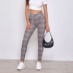 Reposhing This Item I Purchased From @Queenkara. Loved It, But Ready To Rotate For Something New. Questions? Leave A Comment Below! Teacher Clothes, Shein Pants, Teacher Outfits, Plaid Pants, Wide Waistband, Something New, Pant Jumpsuit, Black Pink, Pants For Women