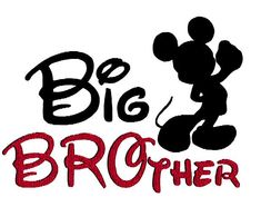 a mickey mouse with the words big brother in red and black on a white background