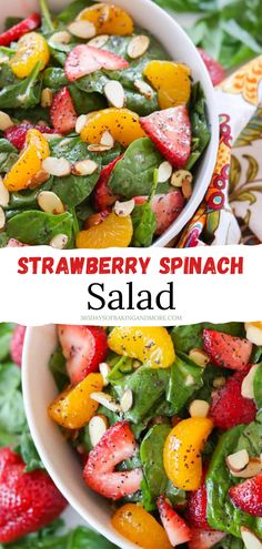 Strawberry Spinach Salad is full of flavor and makes use of fresh strawberries. Serve it as a side at your next cookout, picnic, BBQ, camping trip, or add some chicken or steak to it and call it dinner! Salad For Summer, Strawberry Spinach Salad, The Perfect Salad, Cookout Side Dishes, Bbq Side Dishes, Perfect Salad, Spinach Salad Recipes, Strawberry Spinach, Spinach Strawberry Salad