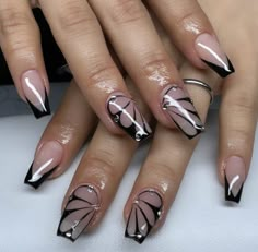 Black Prom Nails, Summer Gel Nails, Butterfly Nails, Graduation Nails, Nails Today, Grunge Nails, Short Acrylic Nails Designs, Get Nails, Butterfly Nail